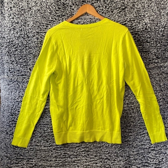 New with Tag Women's yellow lime button-down long-sleeve cardigan sweater Large - Picture 3 of 4
